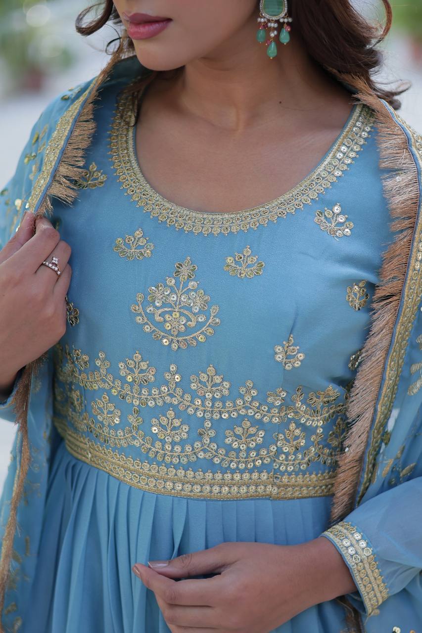 Nargis Anarkali Sky Blue