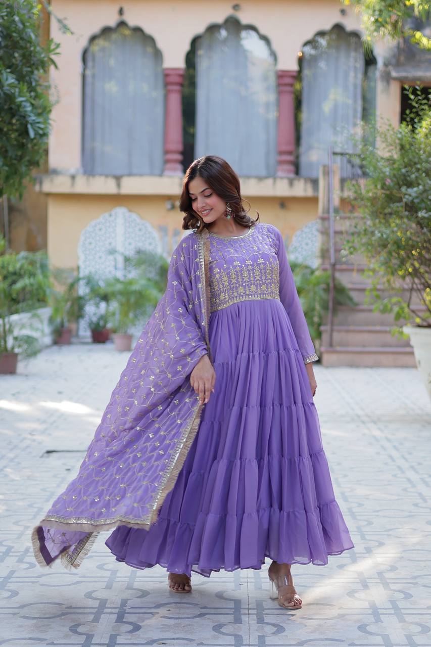Nargis Anarkali Purple
