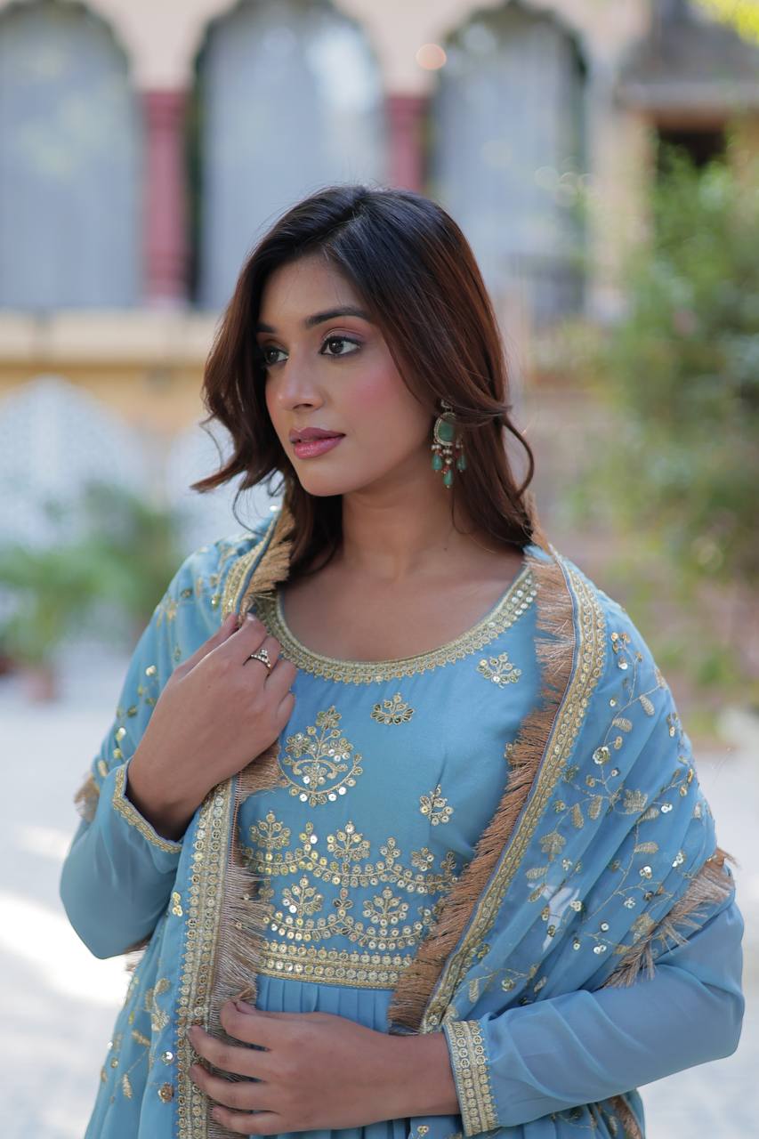 Nargis Anarkali Sky Blue