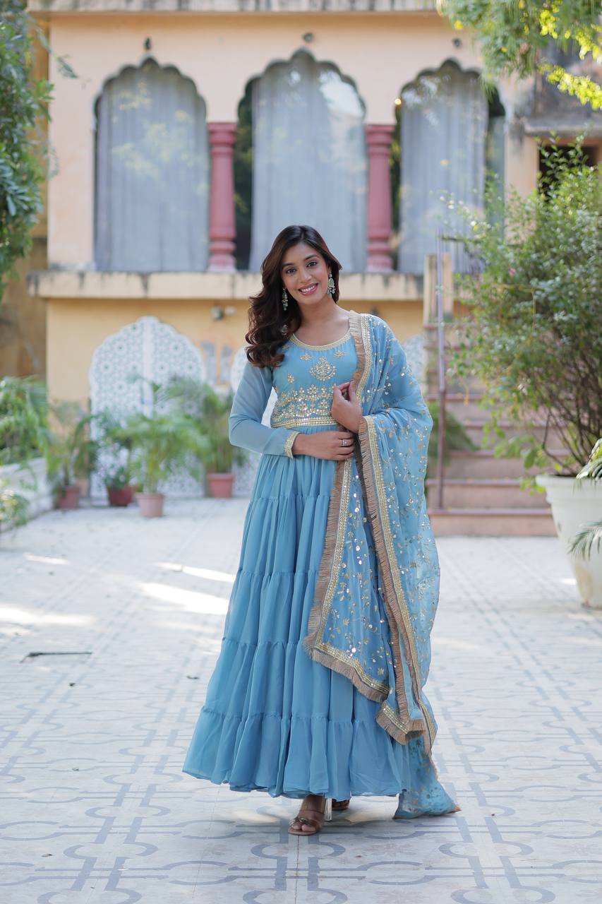 Nargis Anarkali Sky Blue