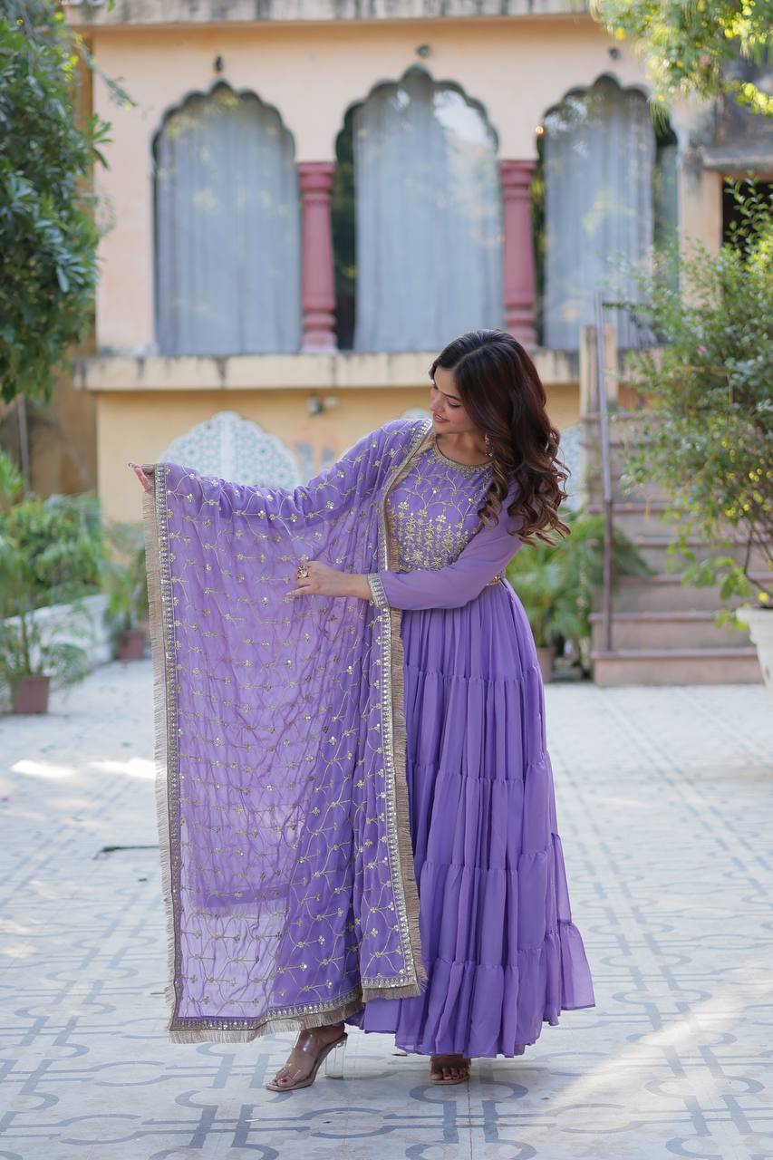 Nargis Anarkali Purple