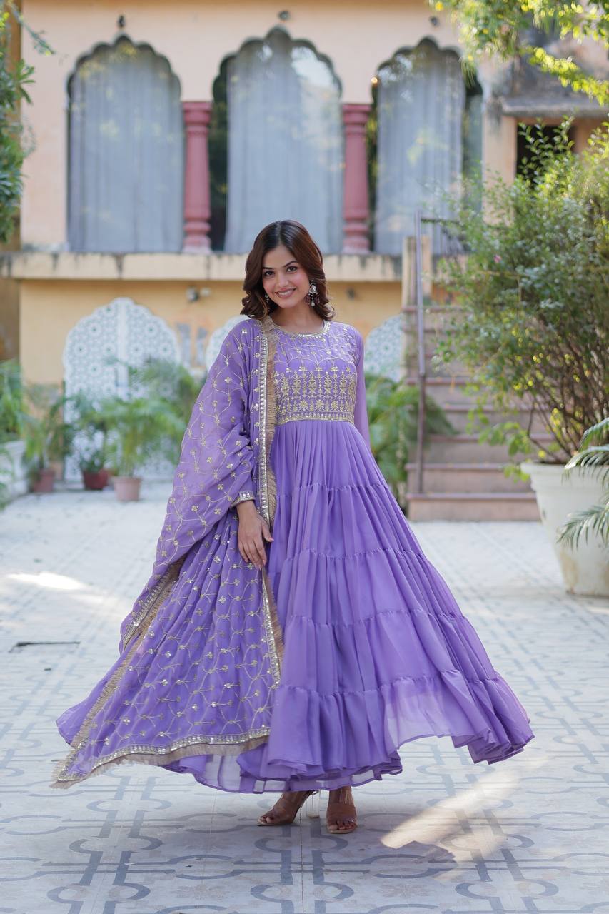 Nargis Anarkali Purple