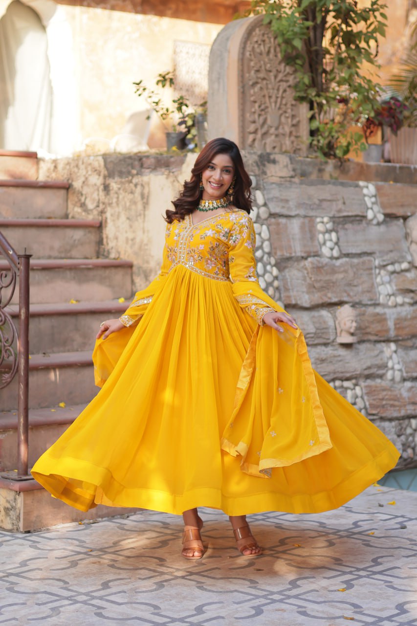Jamila Anarkali Yellow