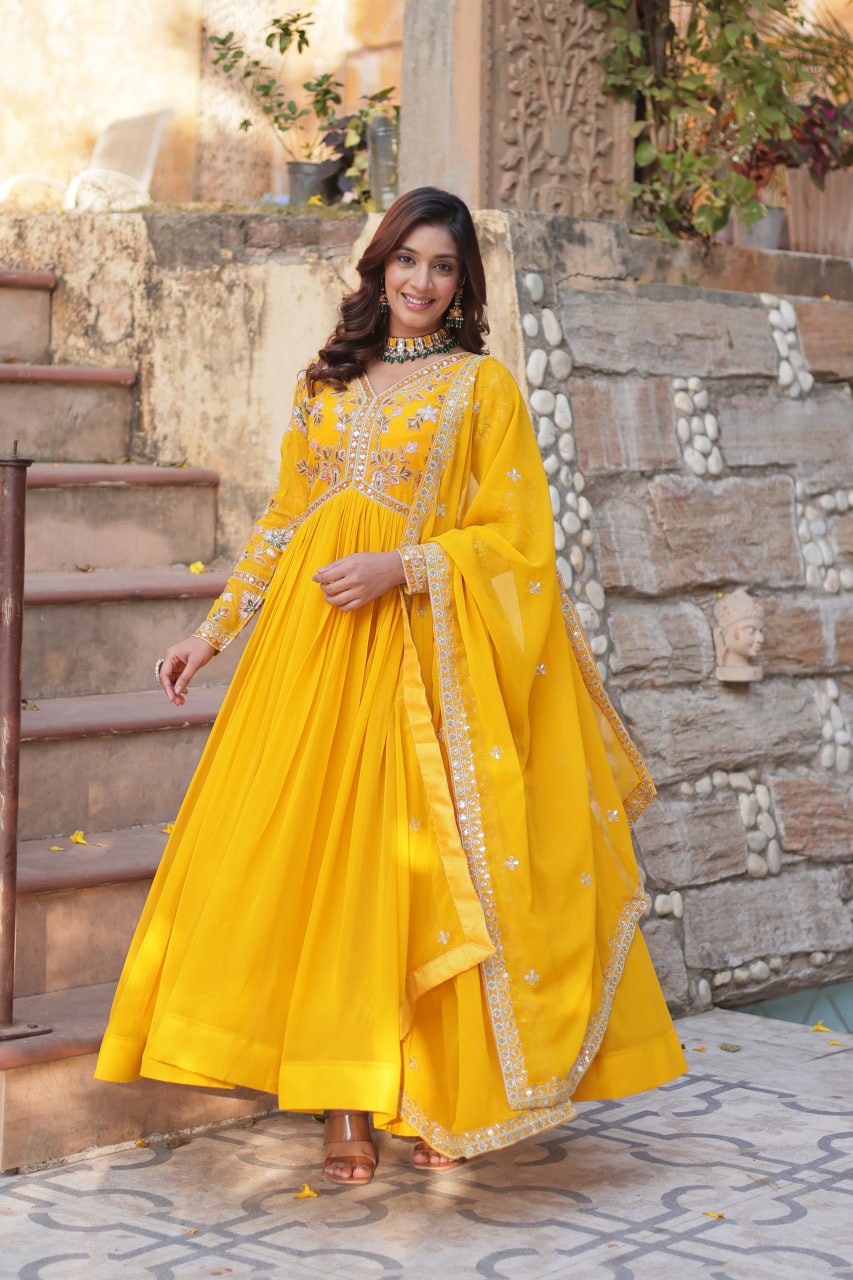 Jamila Anarkali Yellow