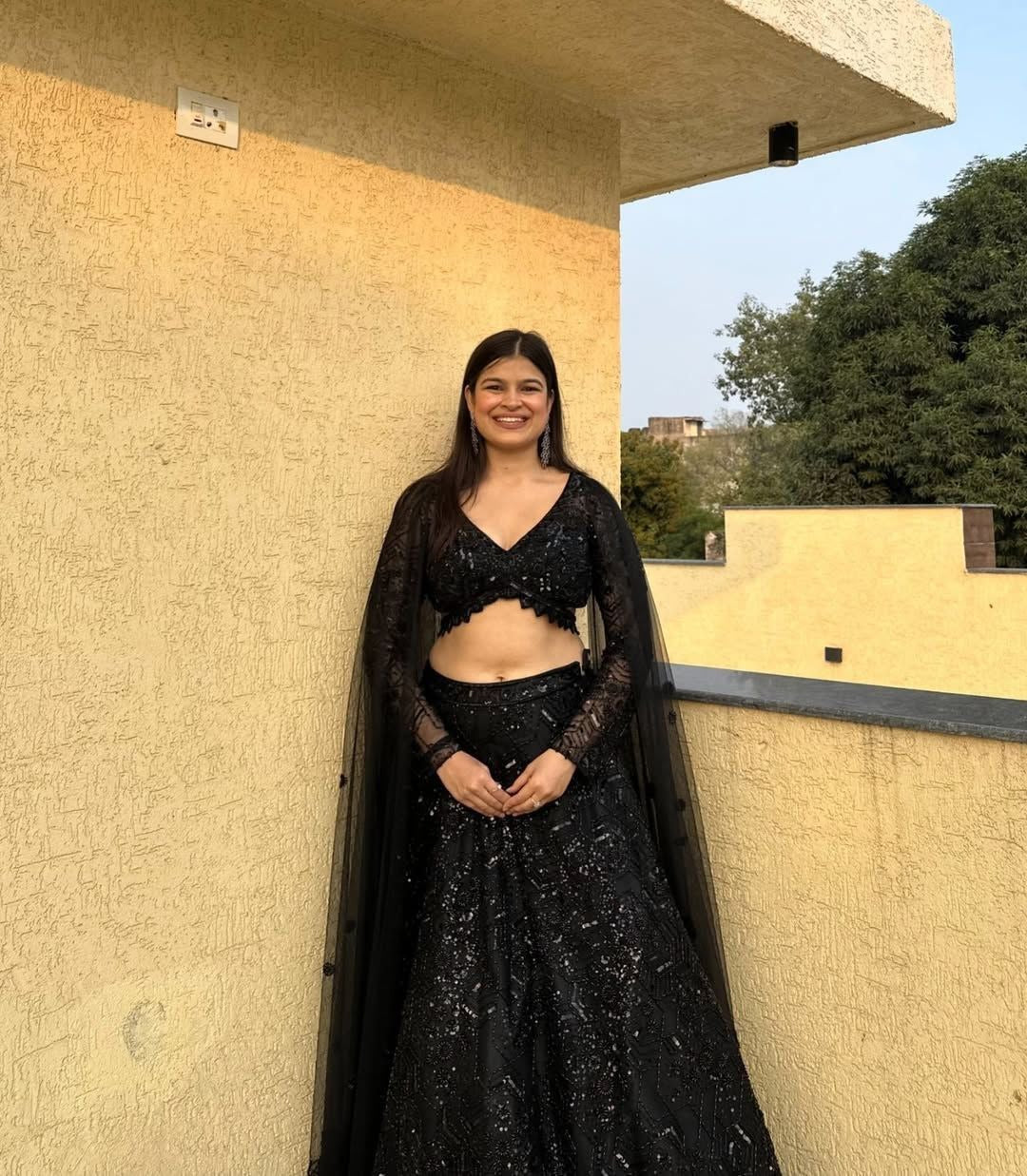 Unstitched Black Lehenga