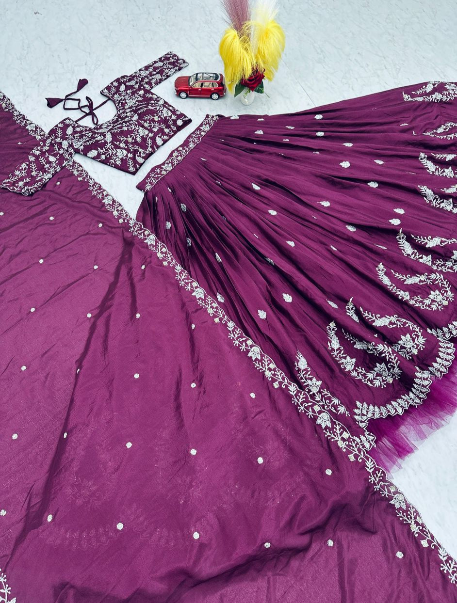 Purple Fully Stitched Lehenga