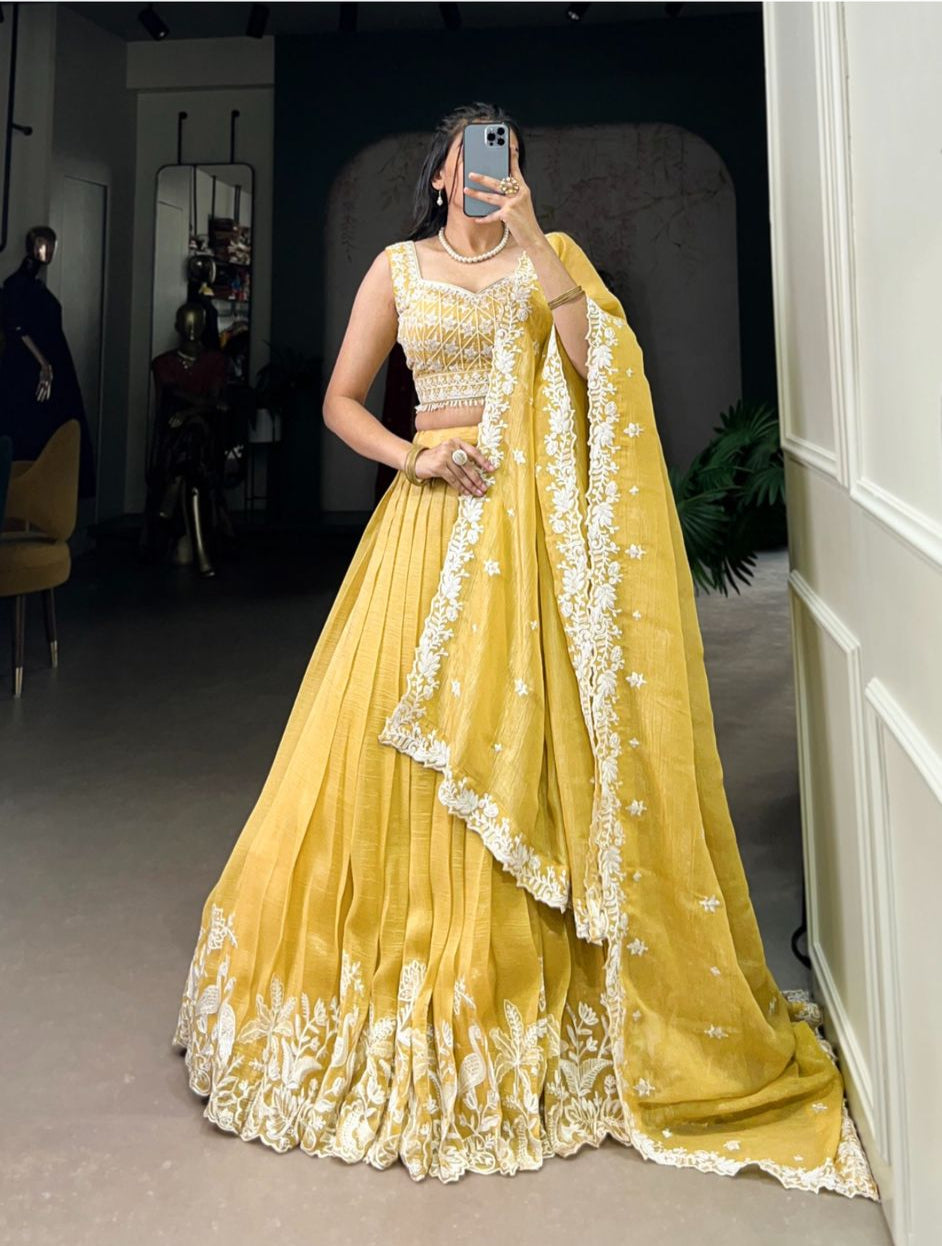 Unstitched Lehenga Yellow