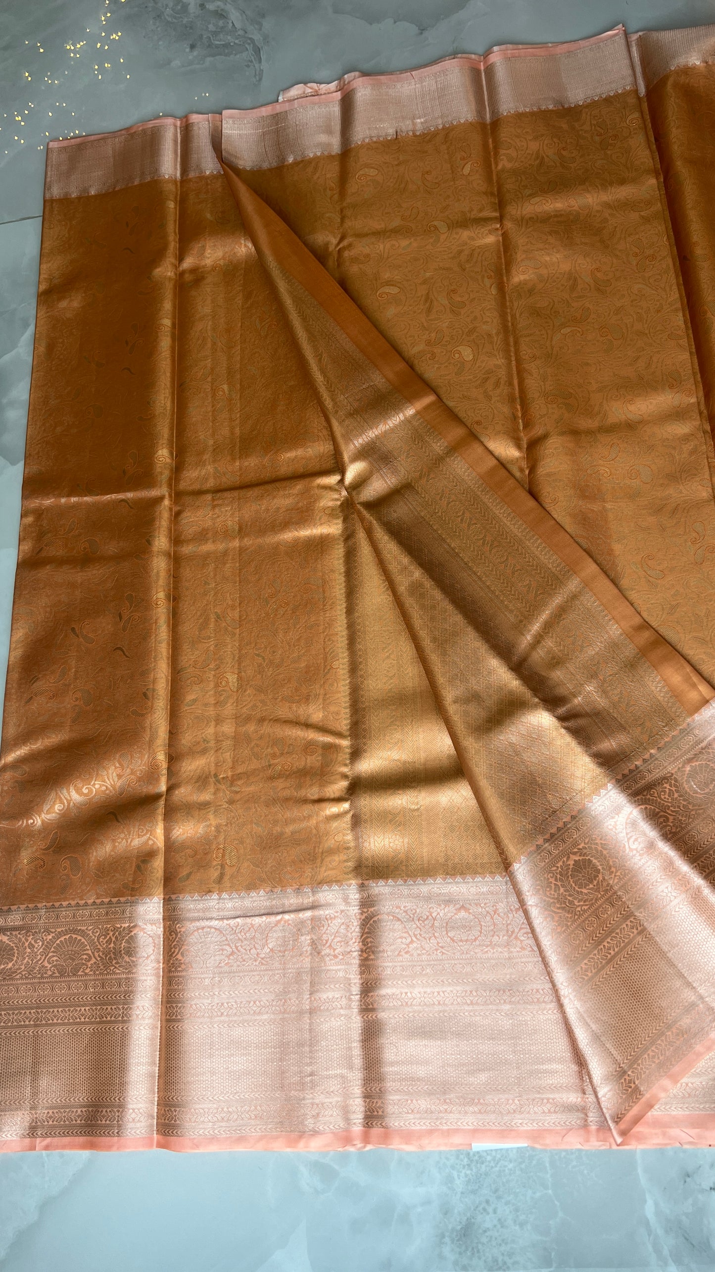Orange/Gold Semi Kanchipuram