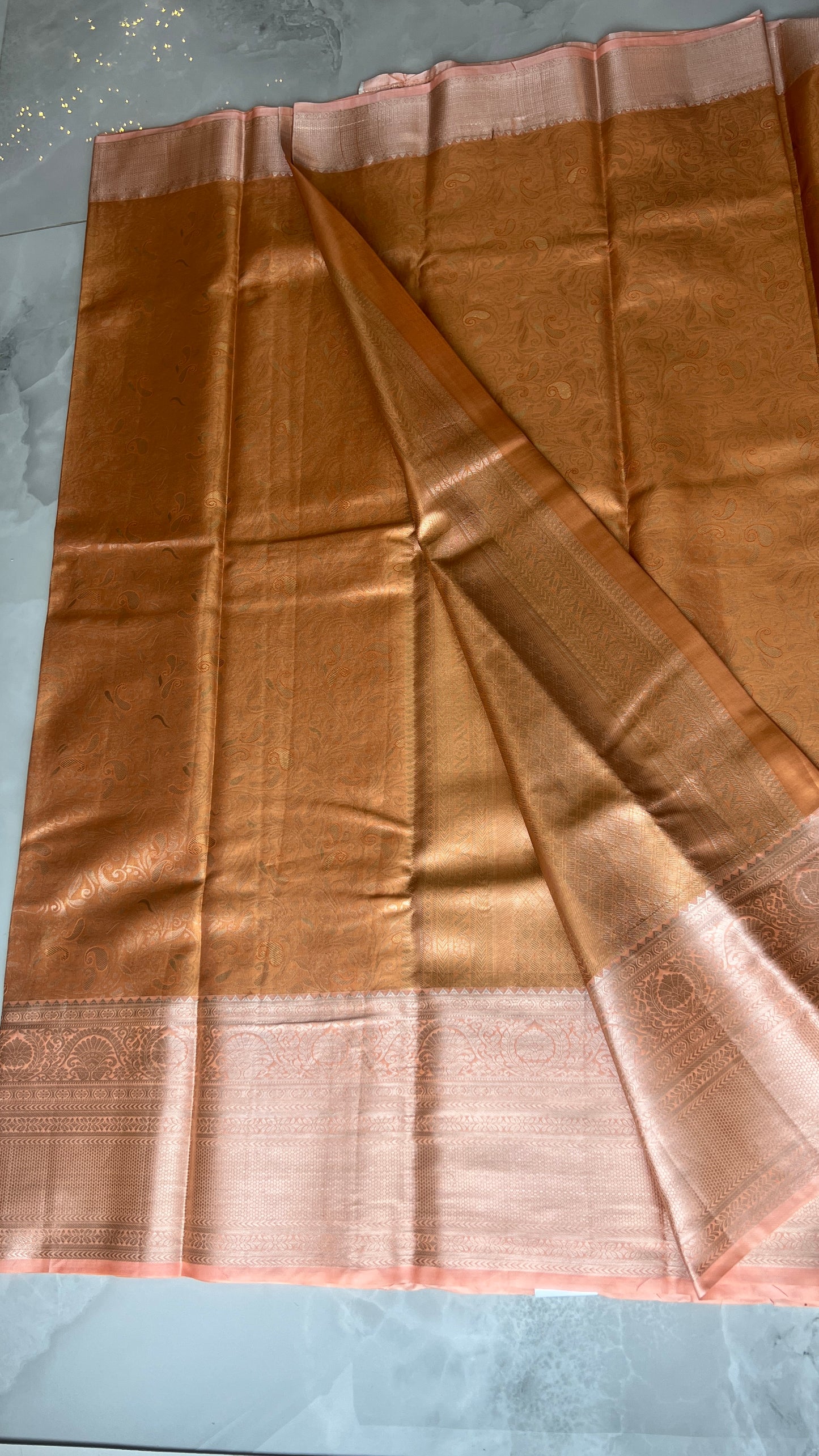 Orange/Gold Semi Kanchipuram