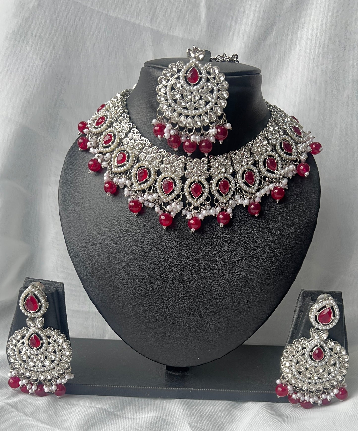 Party Jewellery Silver/Red