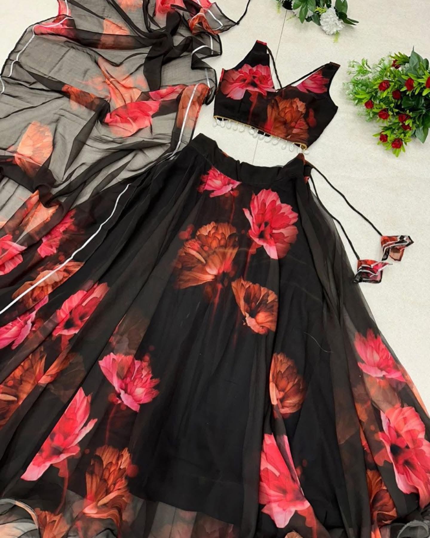 Fully Stitched Lehenga Black