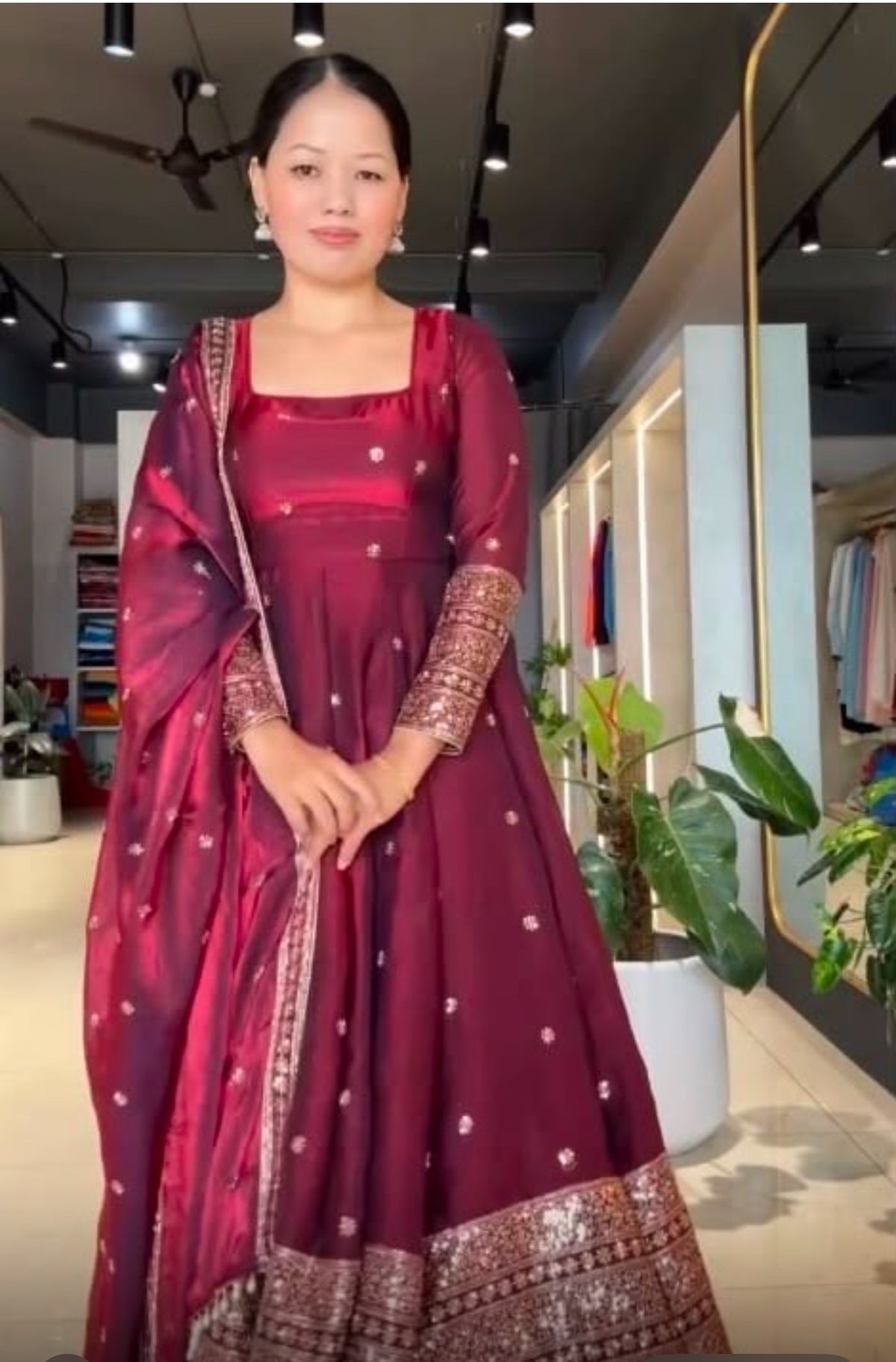 Yuvika Anarkali Maroon
