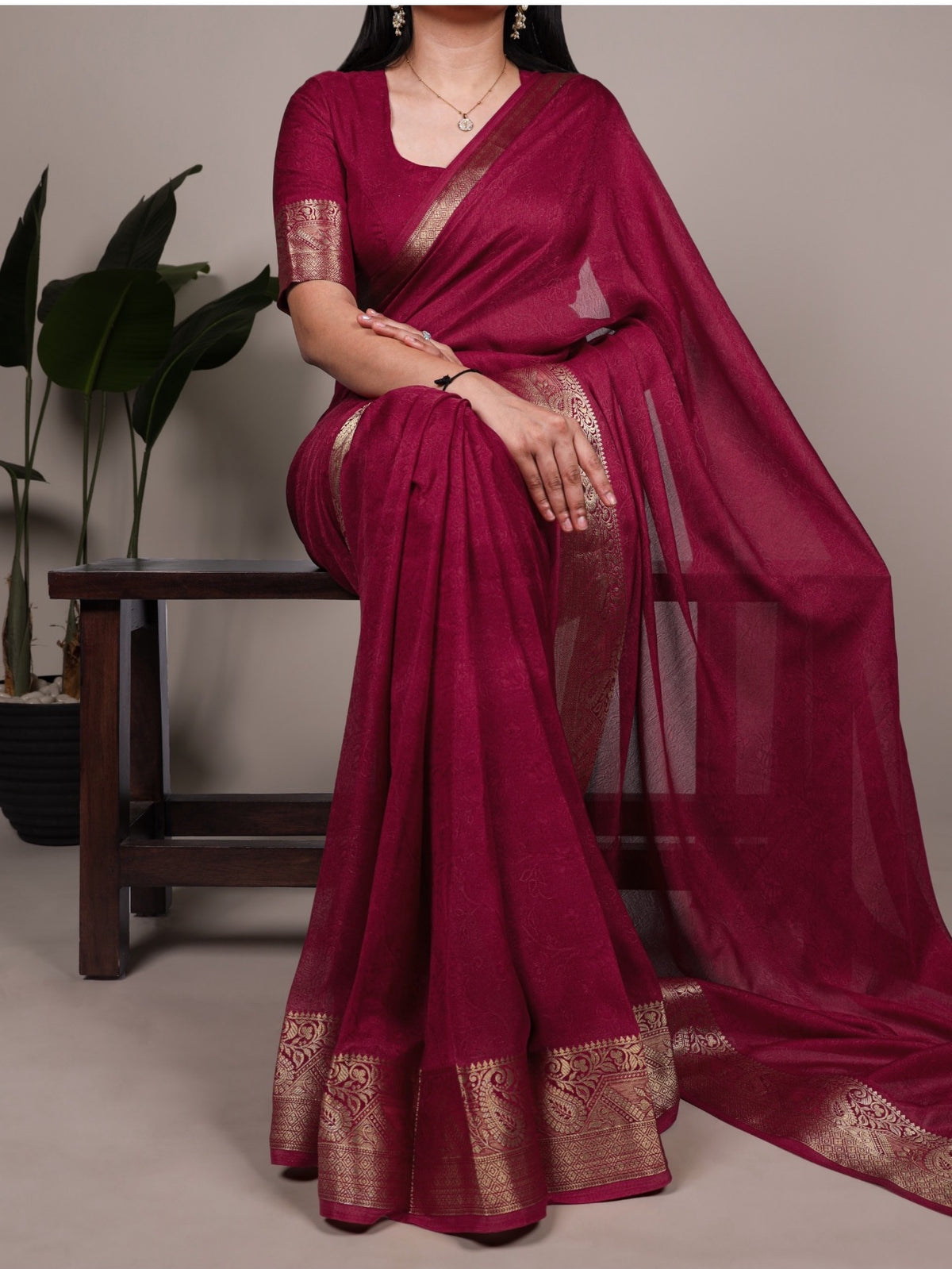 Ruhani Party Saree Maroon