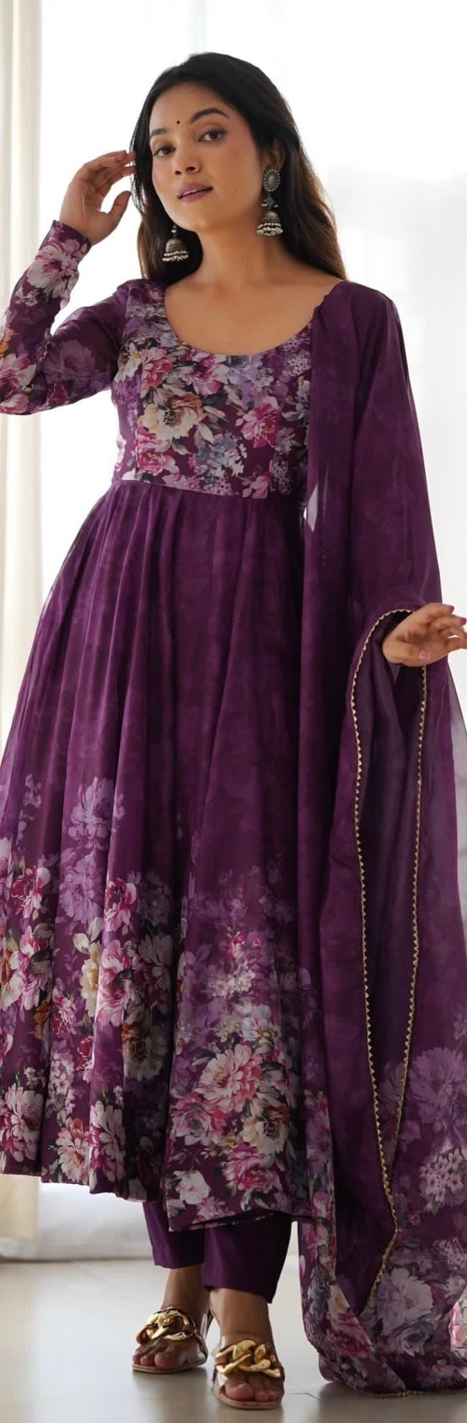 Purple Floral Anarkali