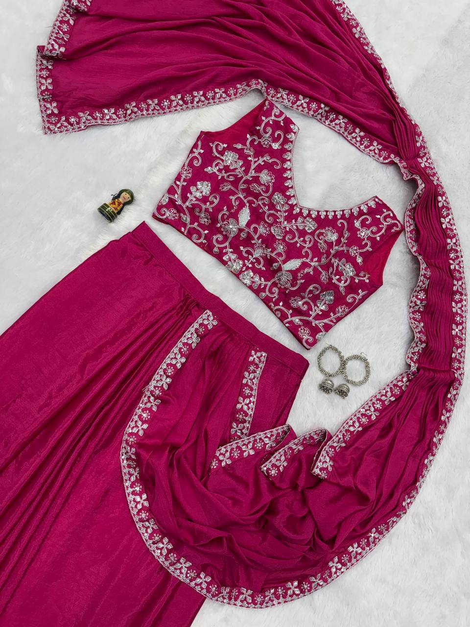 Ready To Wear Saree with Readymade Blouse Rose
