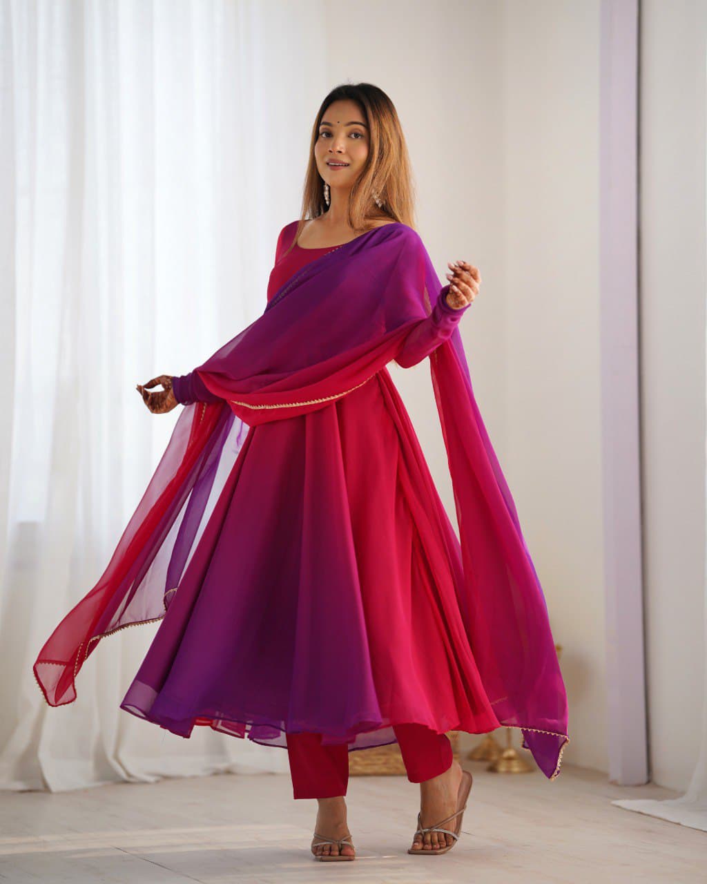 Charm Anarkali Purple