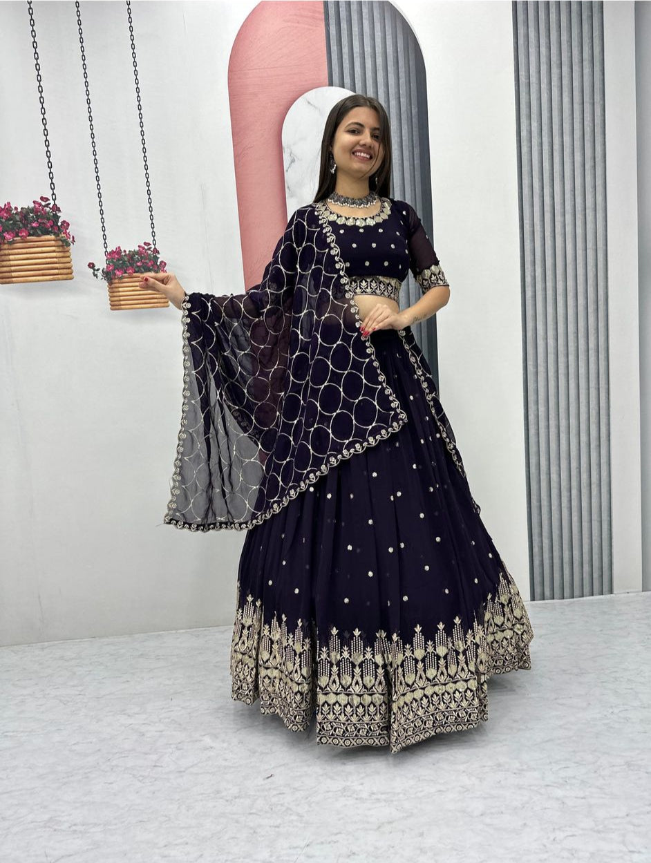 Purple Fully Stitched Lehenga