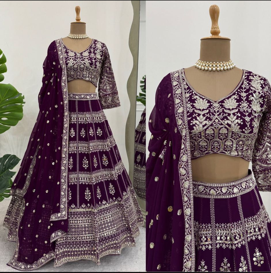 Unstitched Purple Lehenga