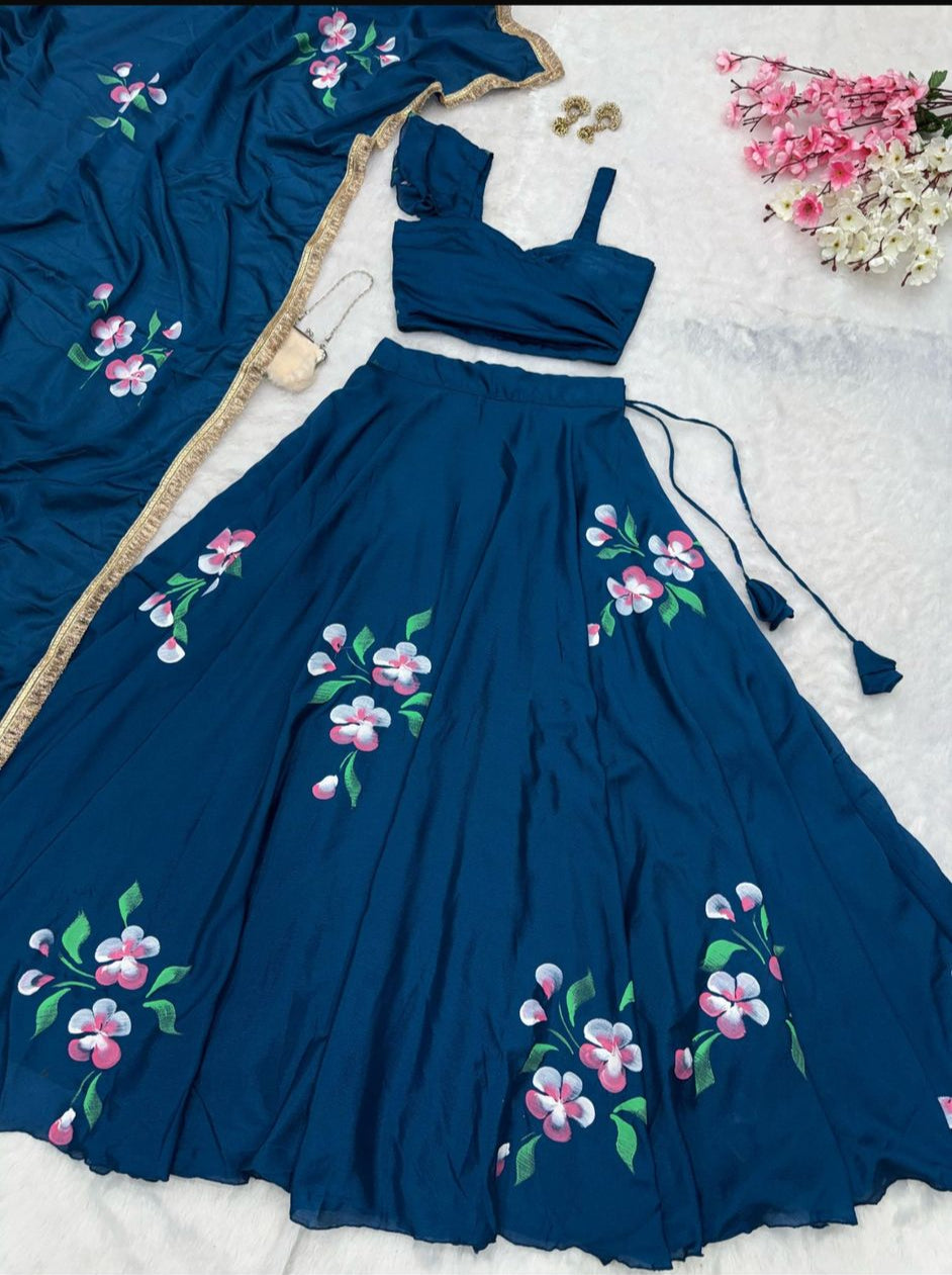 Fully Stitched Lehenga Blue