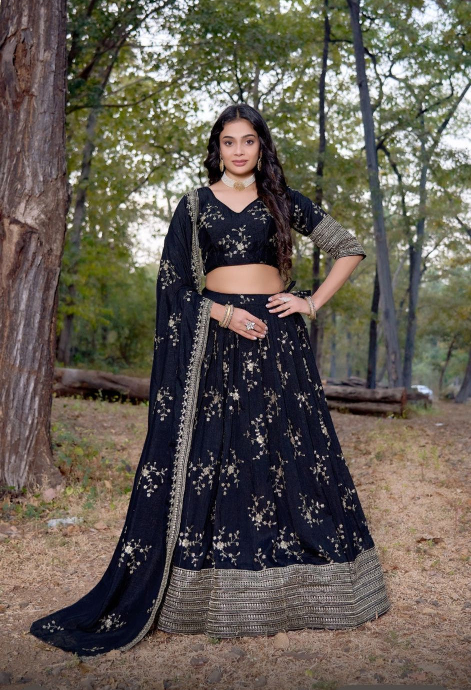 Fully Stitched Lehenga Black