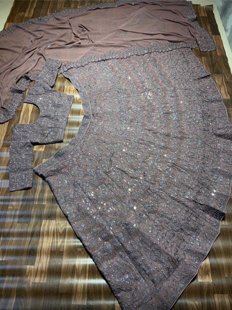 Unstitched Lehenga Purple