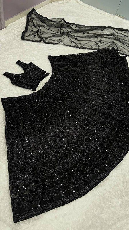 Unstitched Black Lehenga