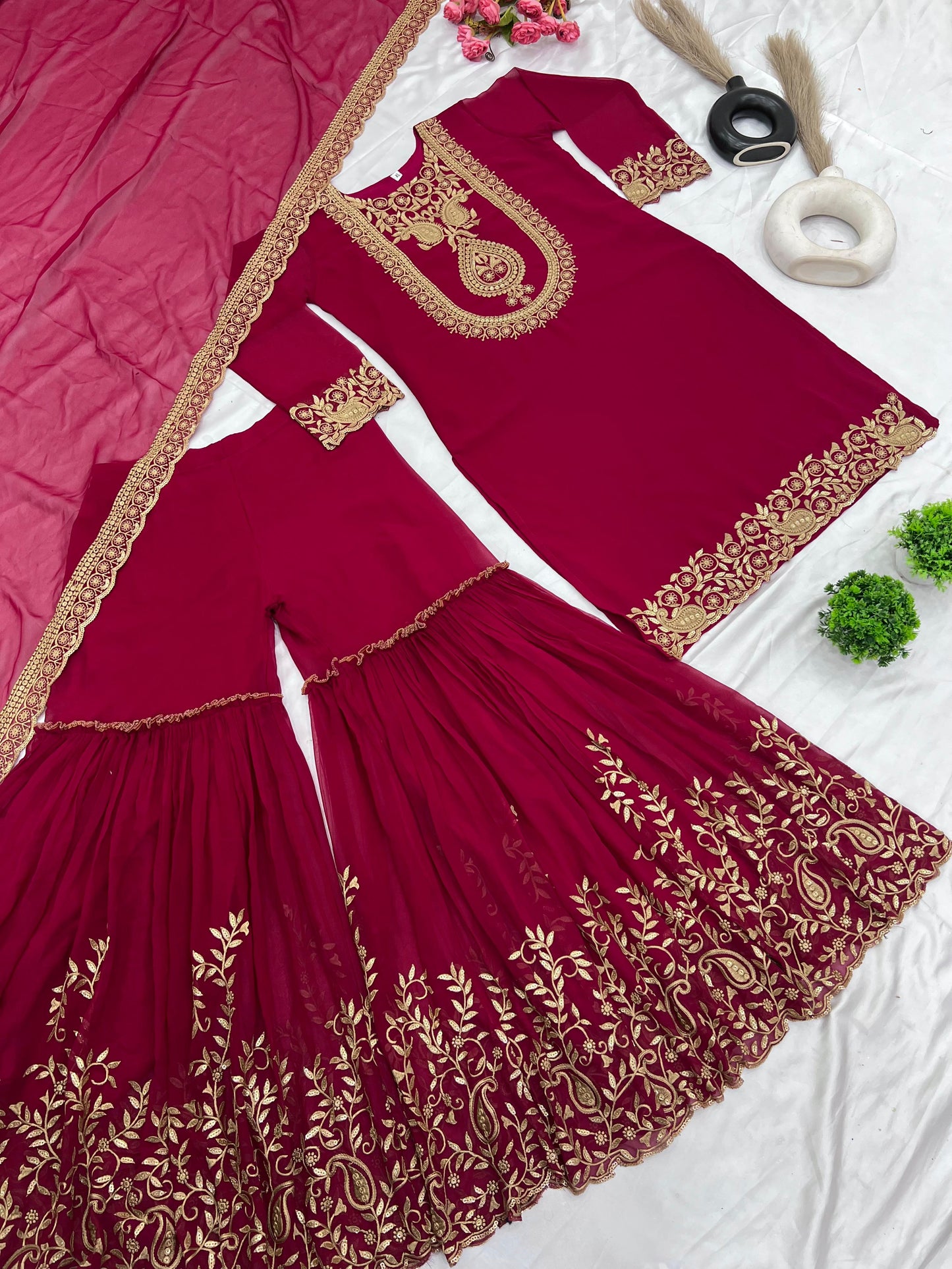 Sultana Sharara Maroon