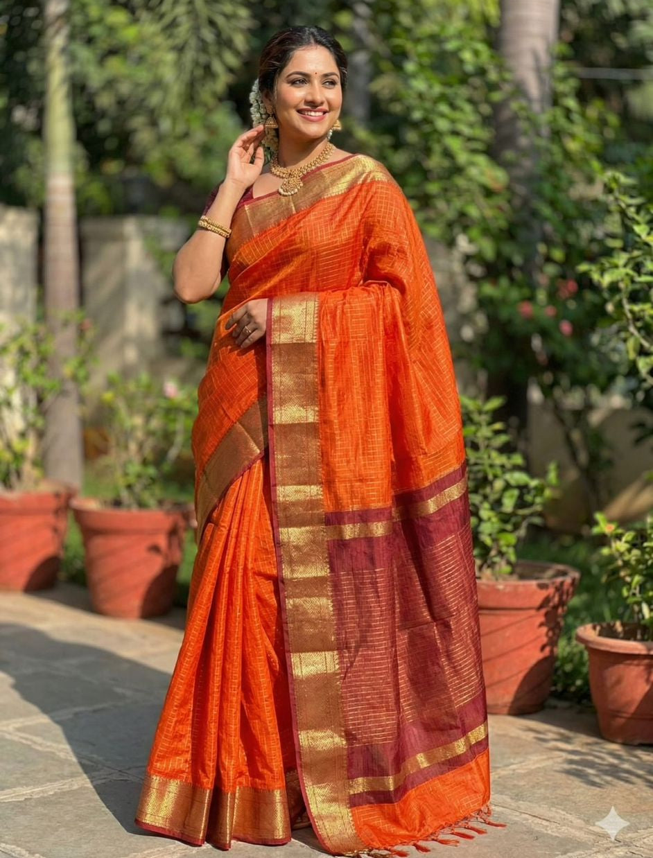 Silk Saree Orange 49
