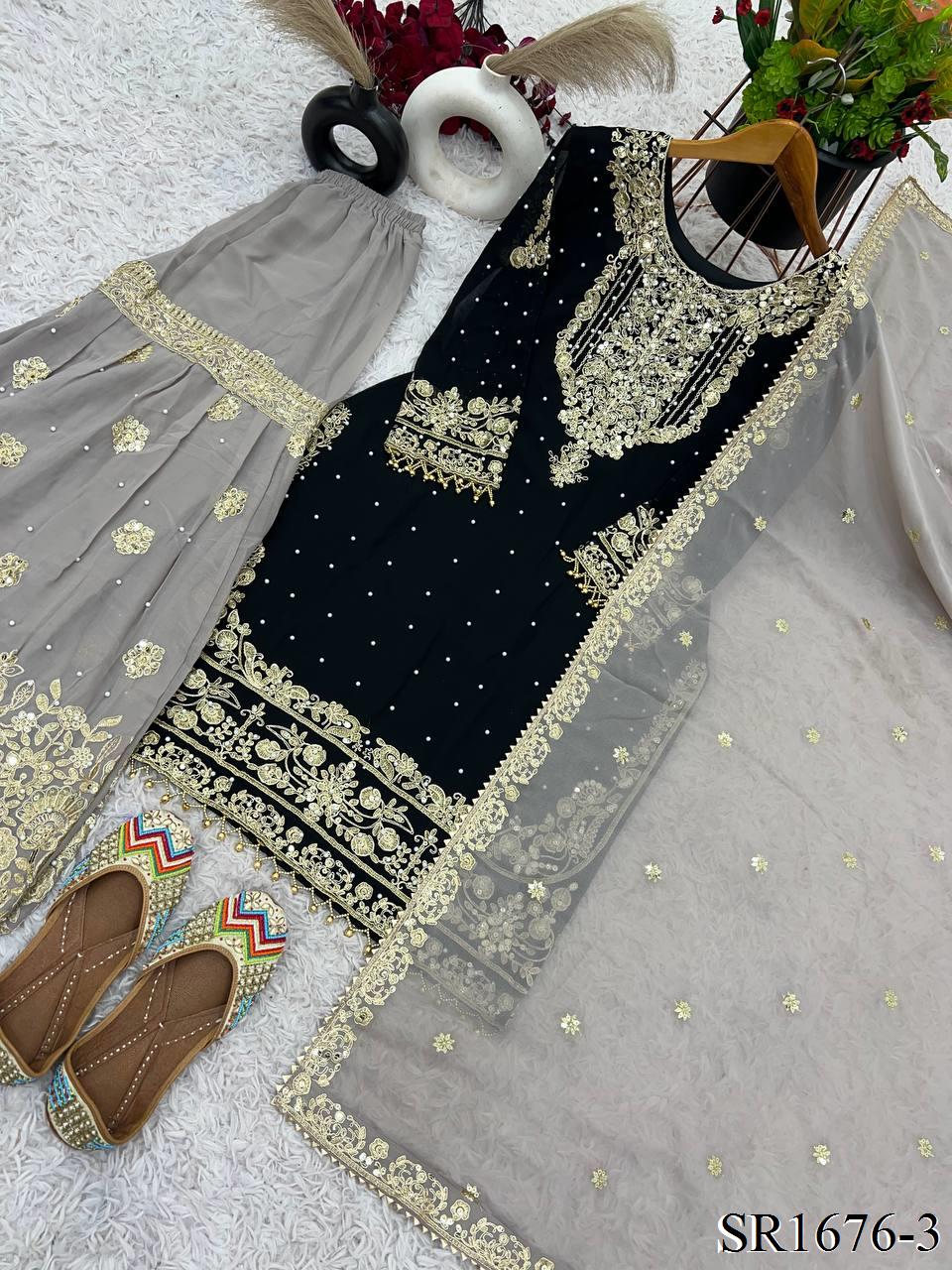 Azaan Gharara/Sharara Black