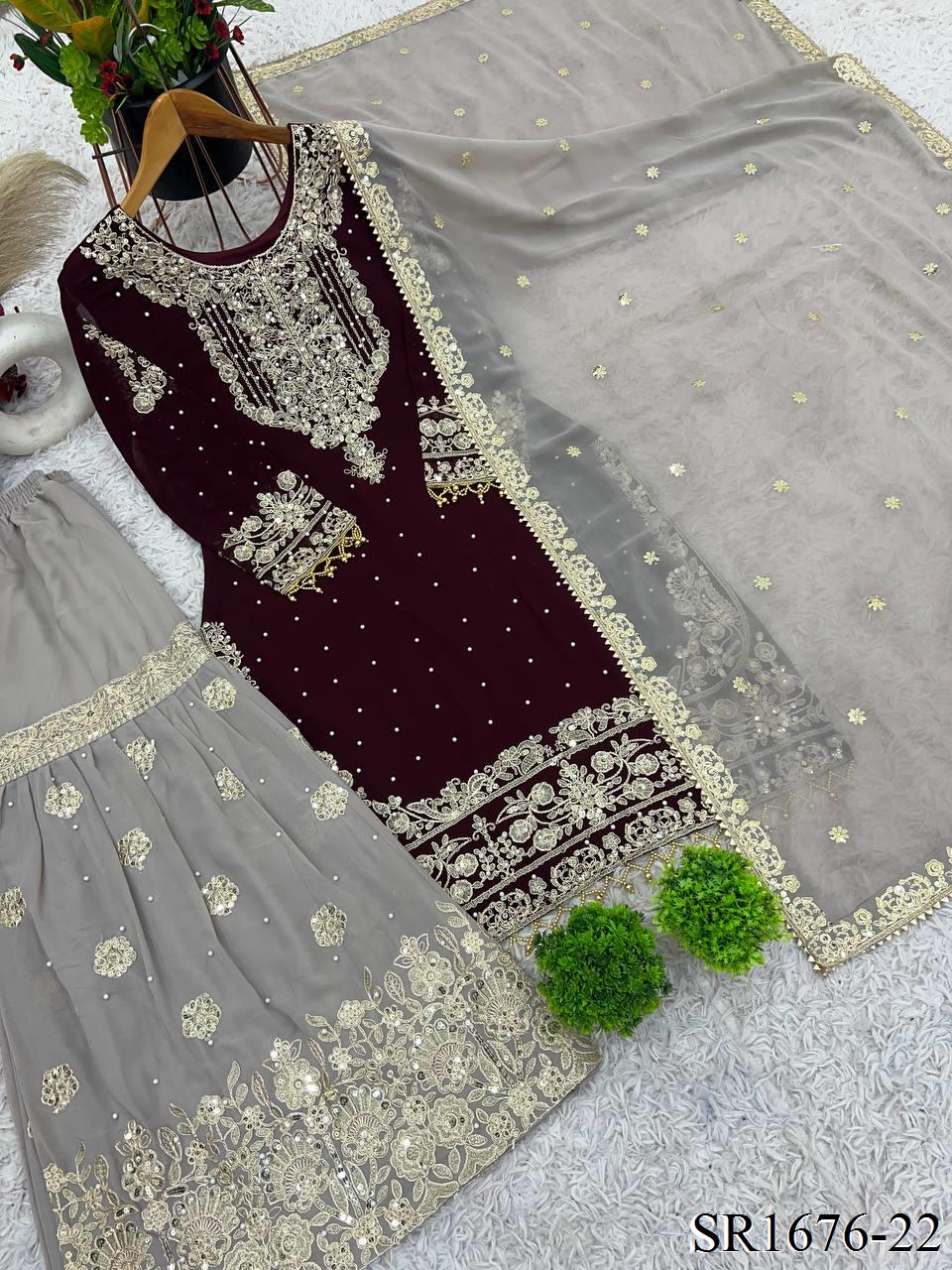 Azaan Gharara/Sharara Maroon