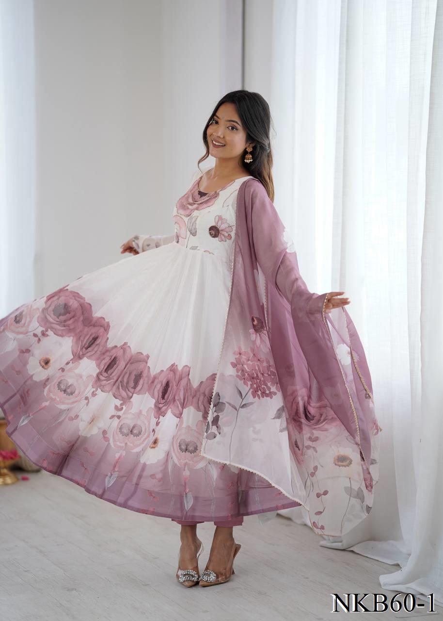 Diya Anarkali White