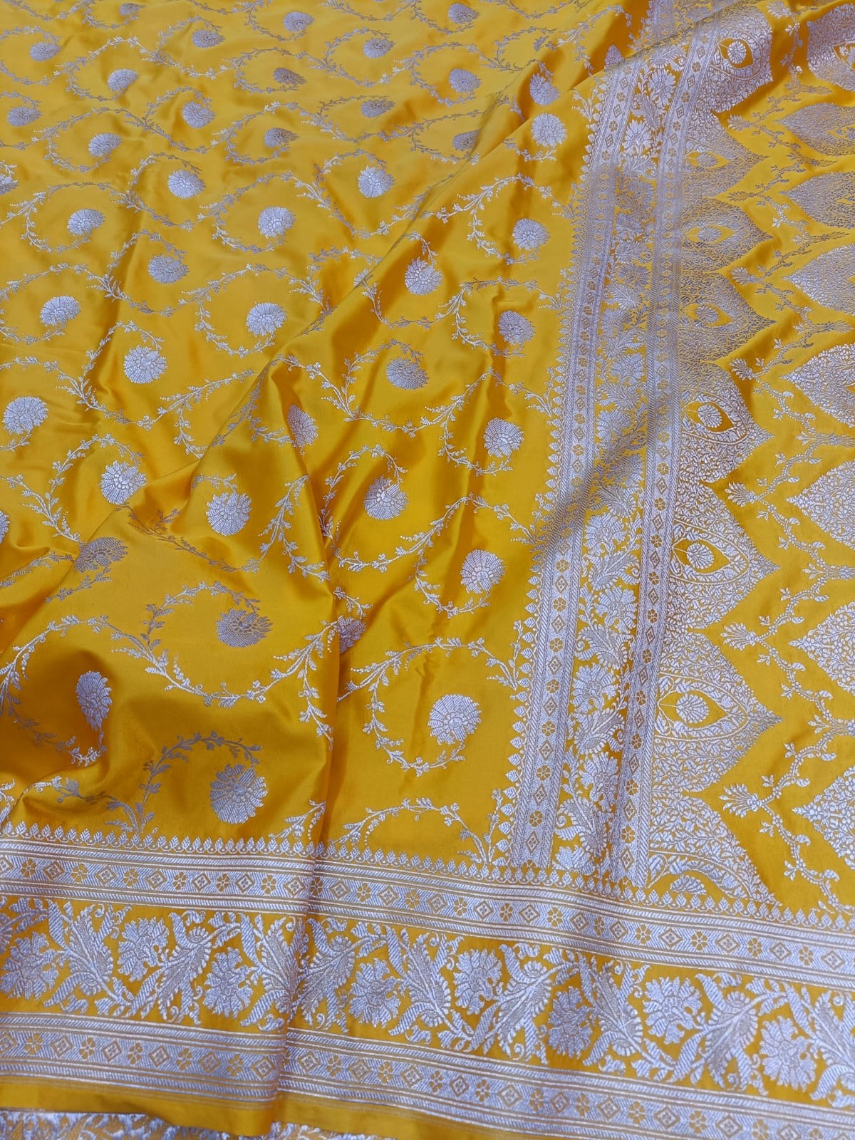 Banarasi Semi Silk Saree Yellow