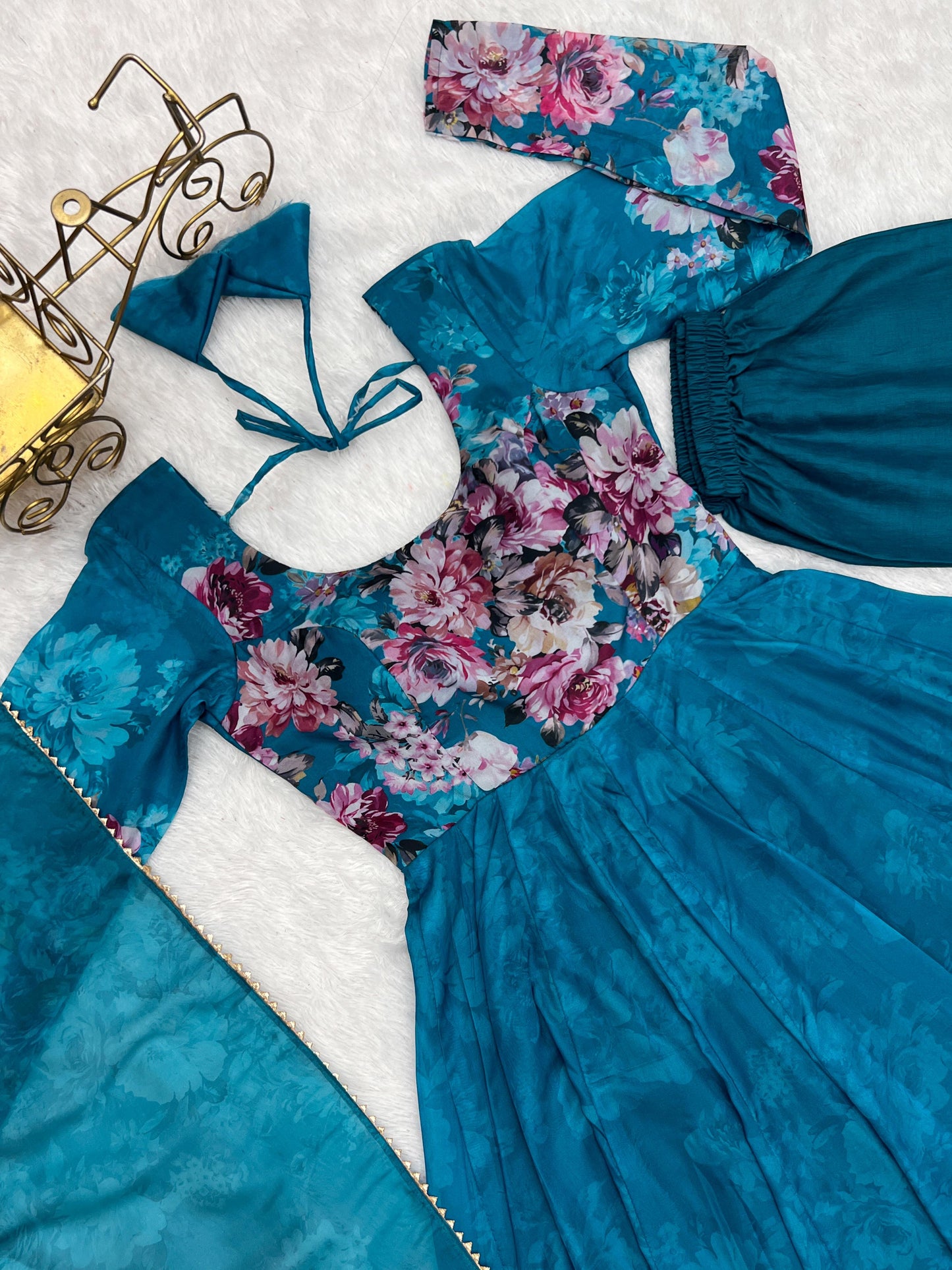 Blue Floral Anarkali