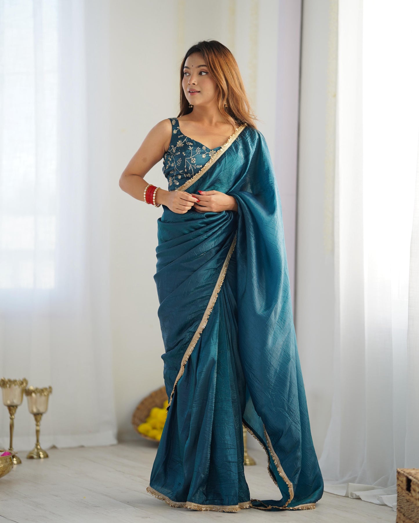 One Minute Saree Blue
