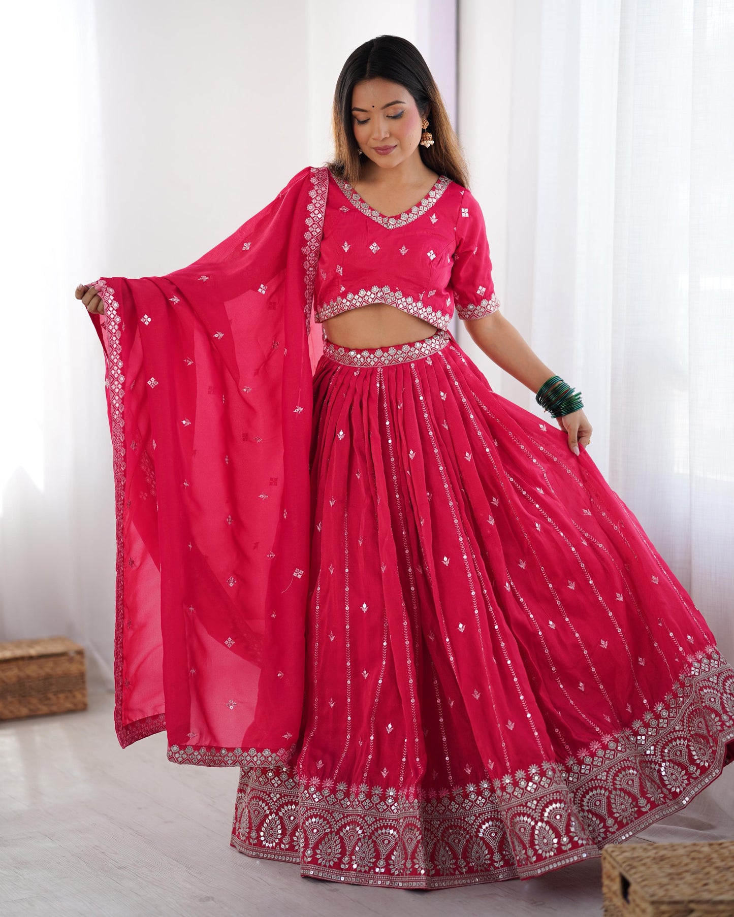 Ziyana Unstitched Lehenga Rose