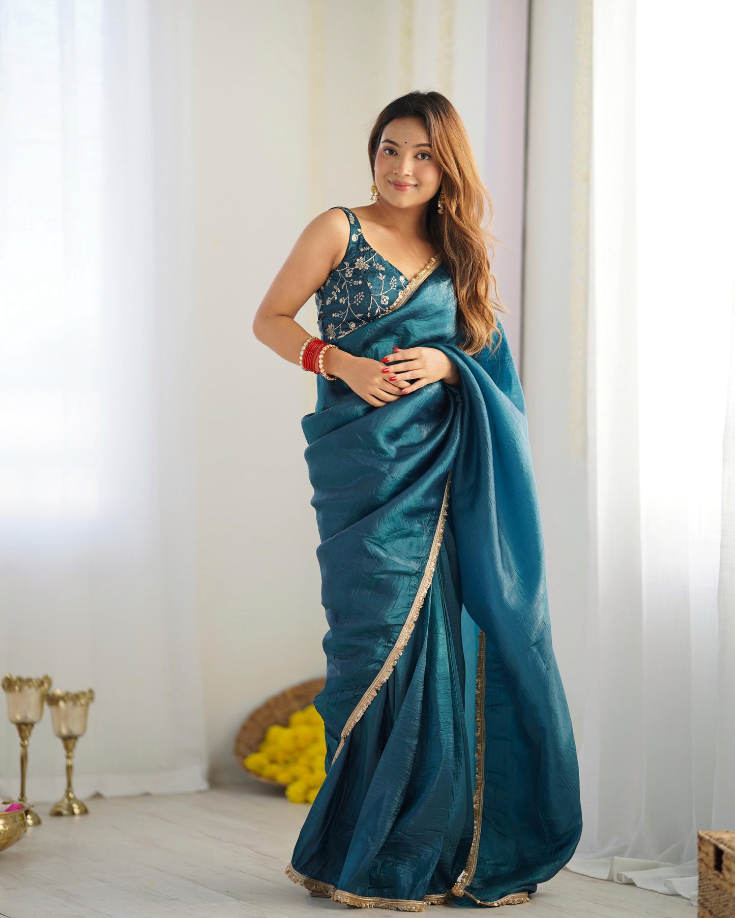 One Minute Saree Blue