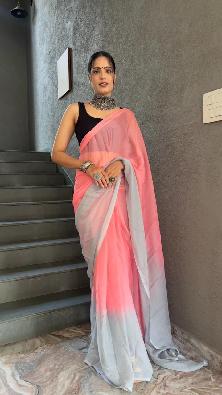 Ready To Wear Saree Rose/Grey