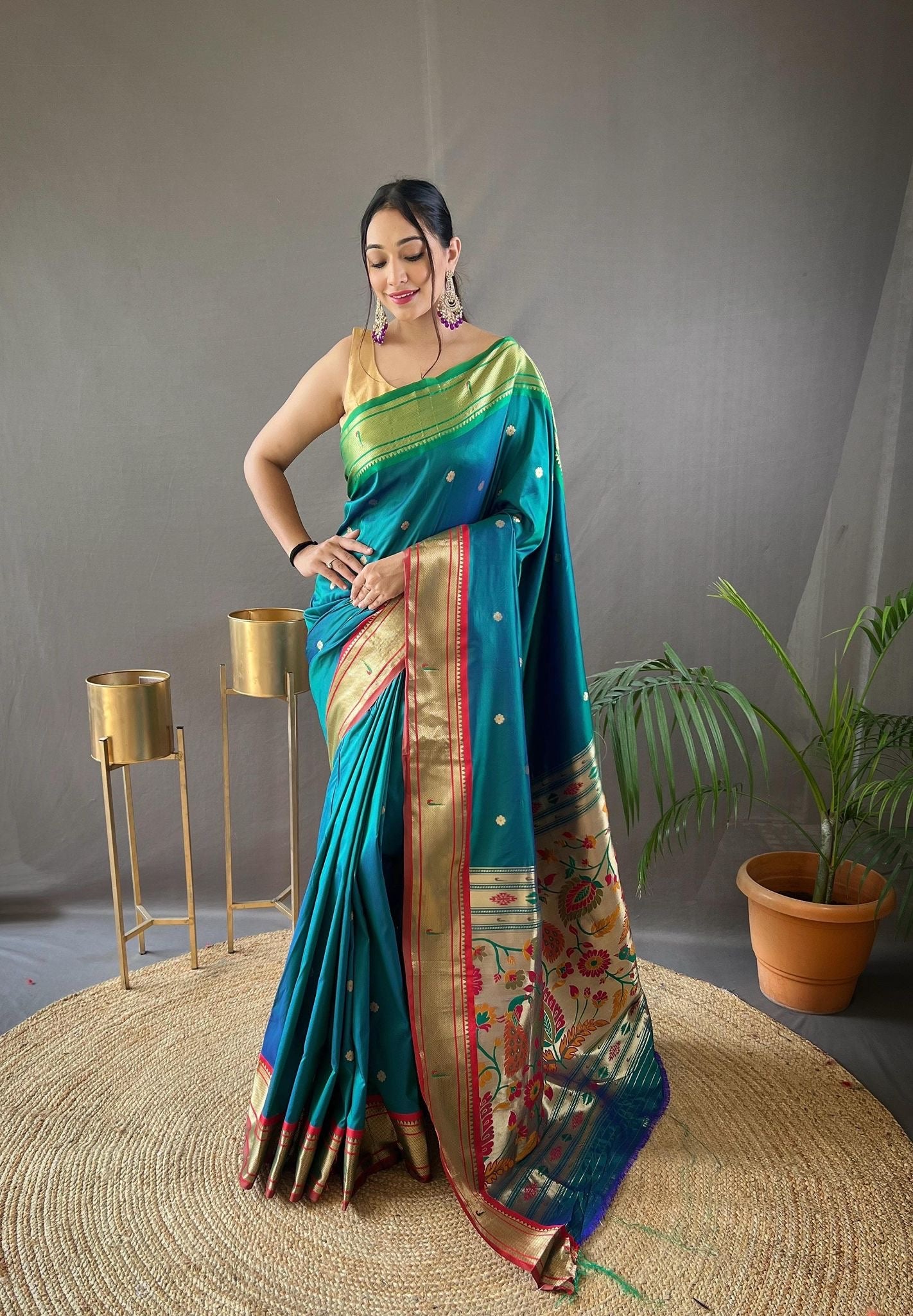 Thara Ready To Wear Saree Turquoise
