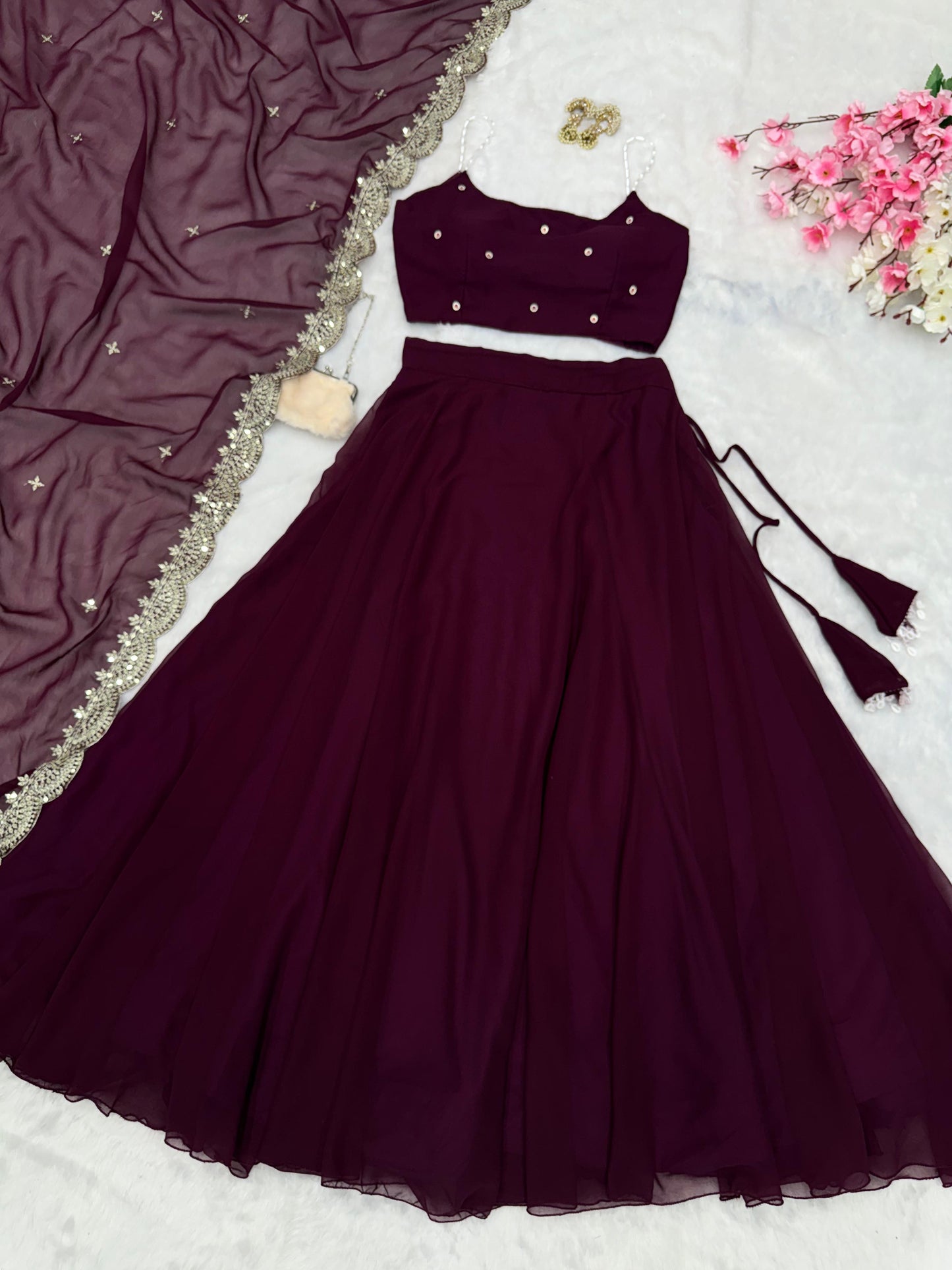 Chandani Fully Stitched Lehenga Purple