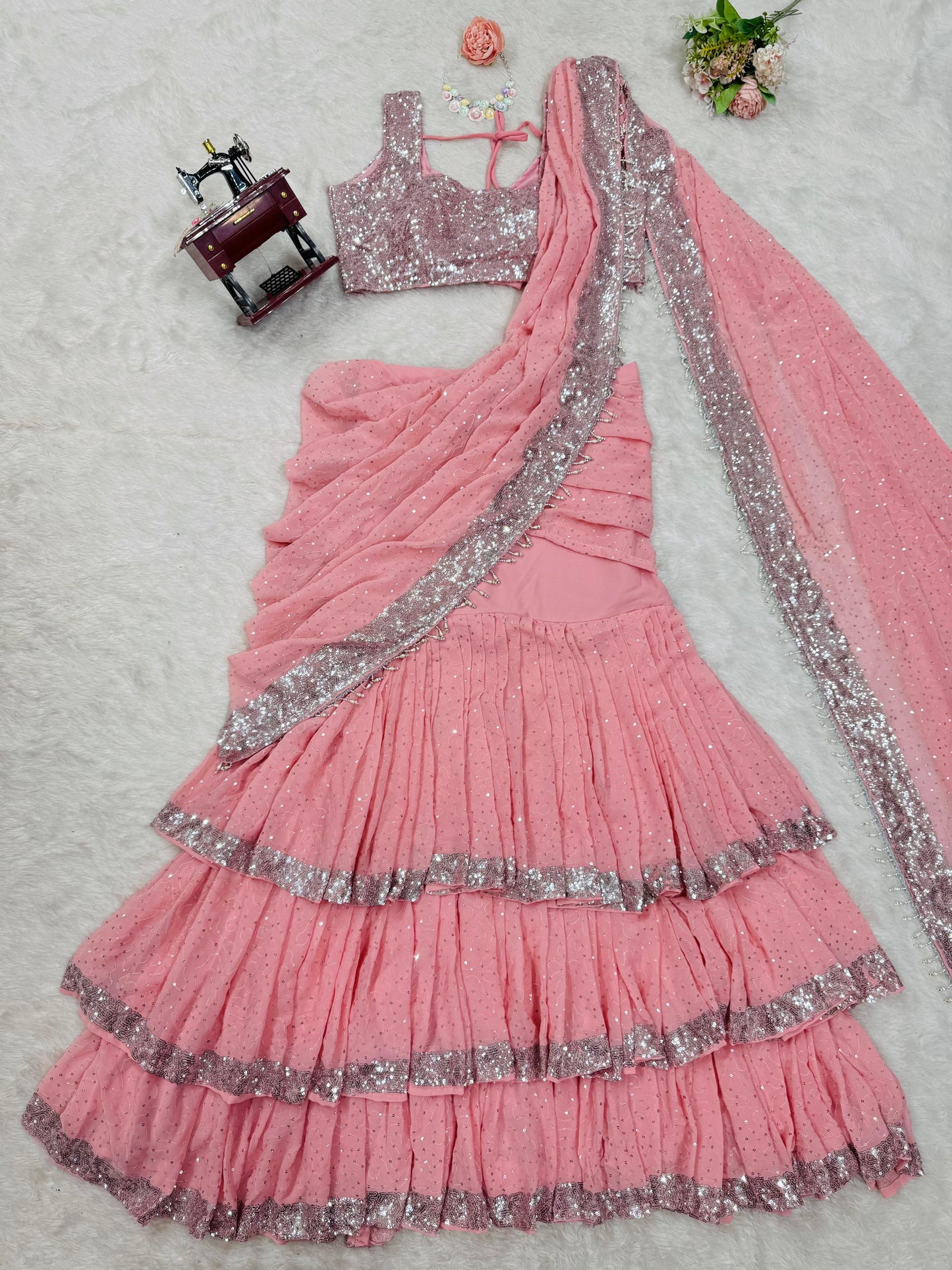 Lehenga Saree Rose