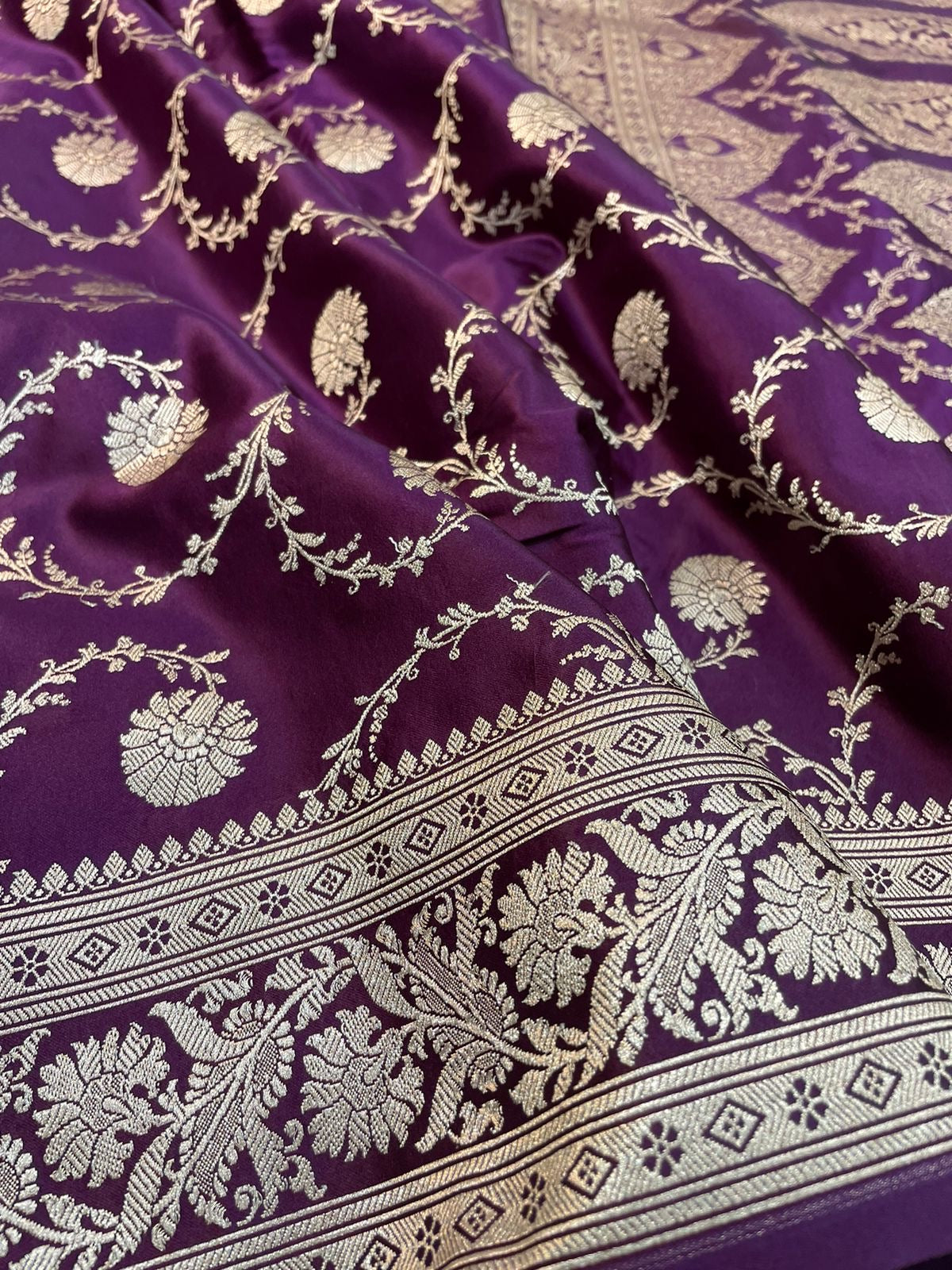 Banarasi Semi Silk Saree Purple