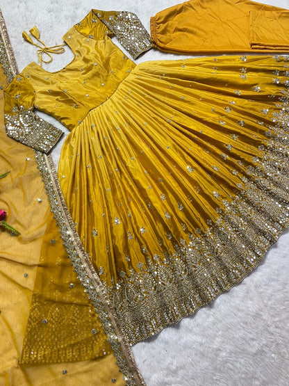 Royal Anarkali Yellow