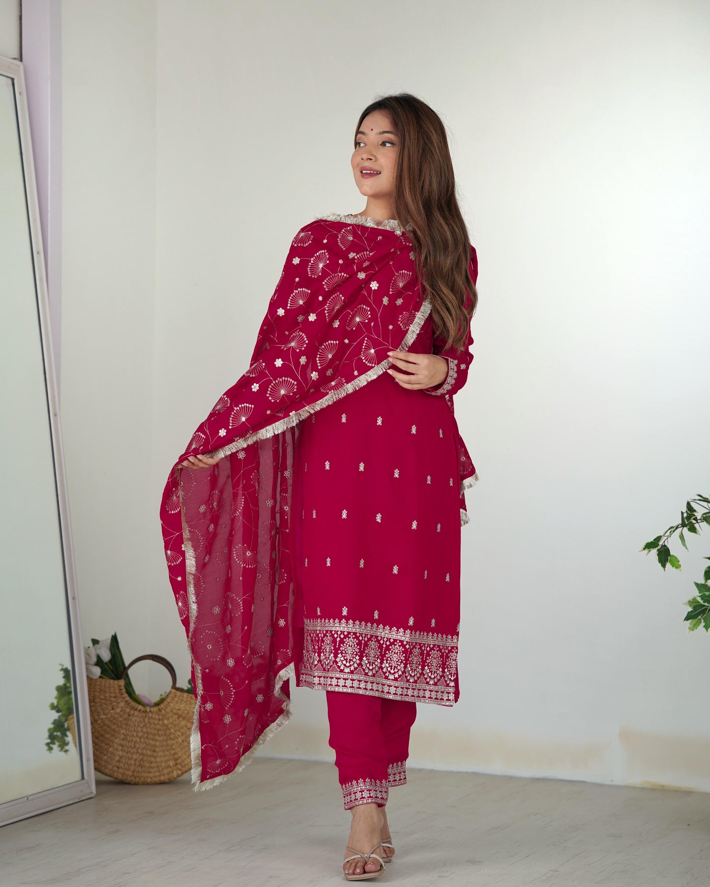 Cherry Colour Salwar