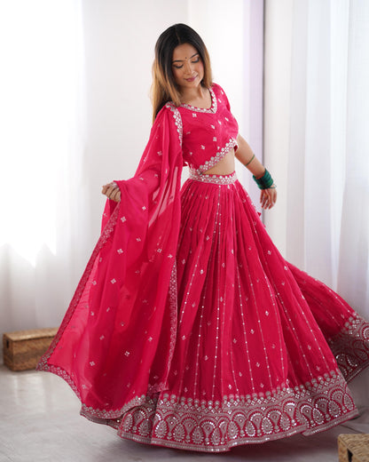 Ziyana Unstitched Lehenga Rose