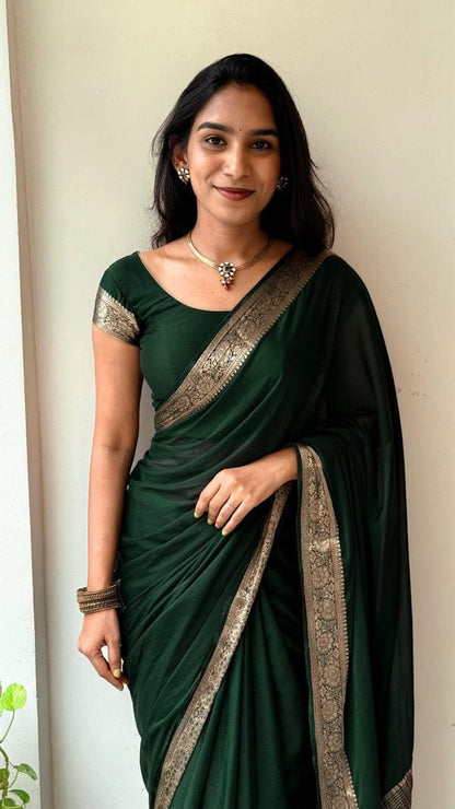 Gemini Party Saree Green