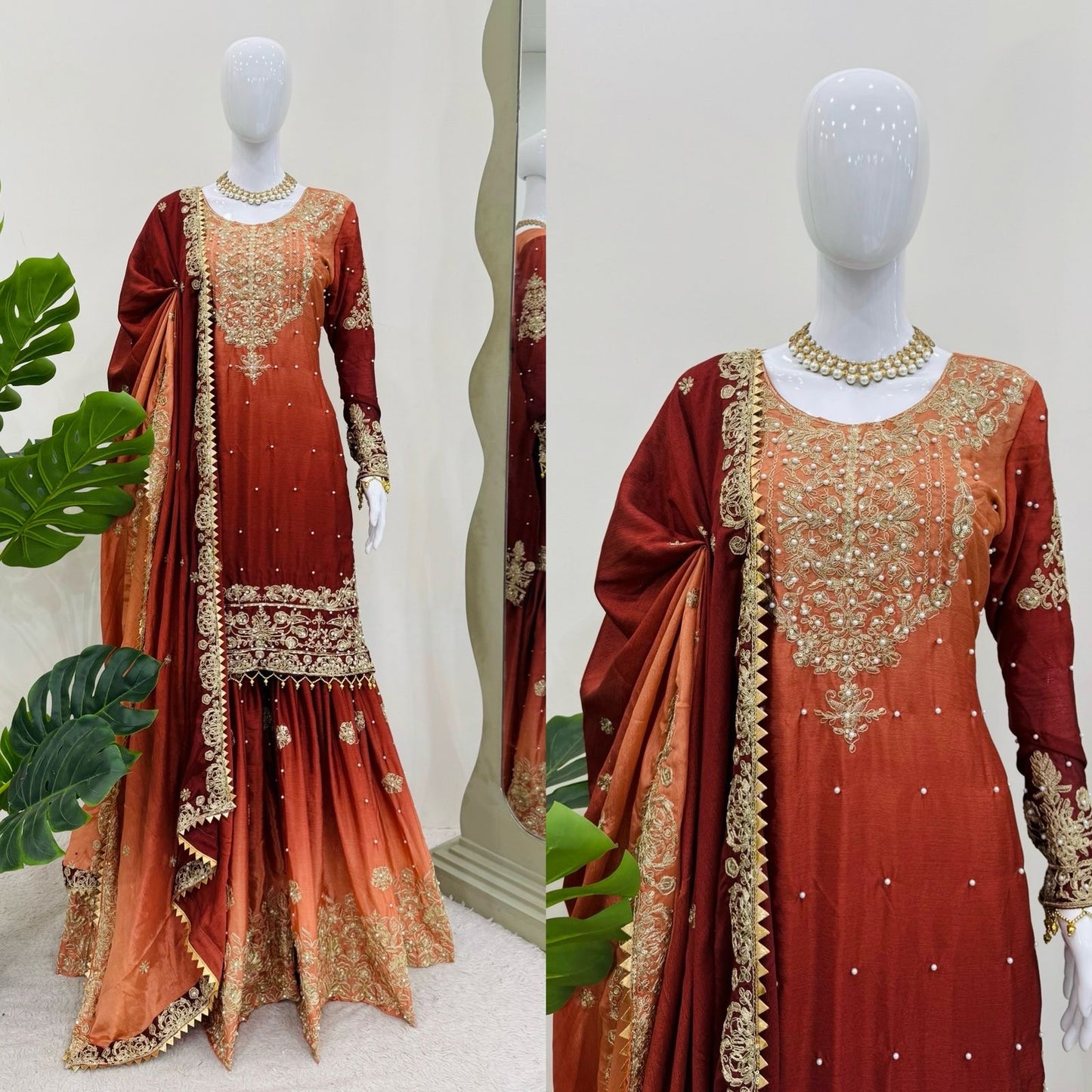 Sharara Noor Luxe Orange