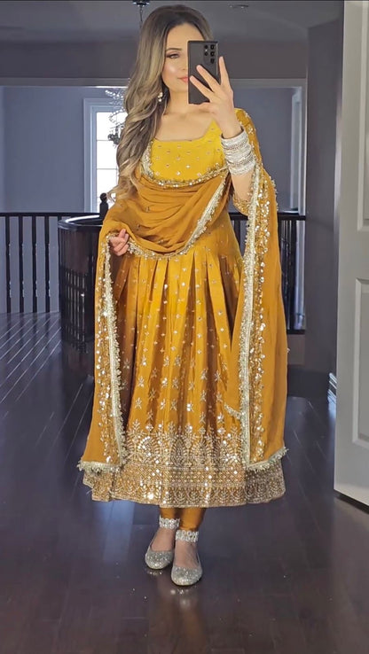 Royal Anarkali Yellow