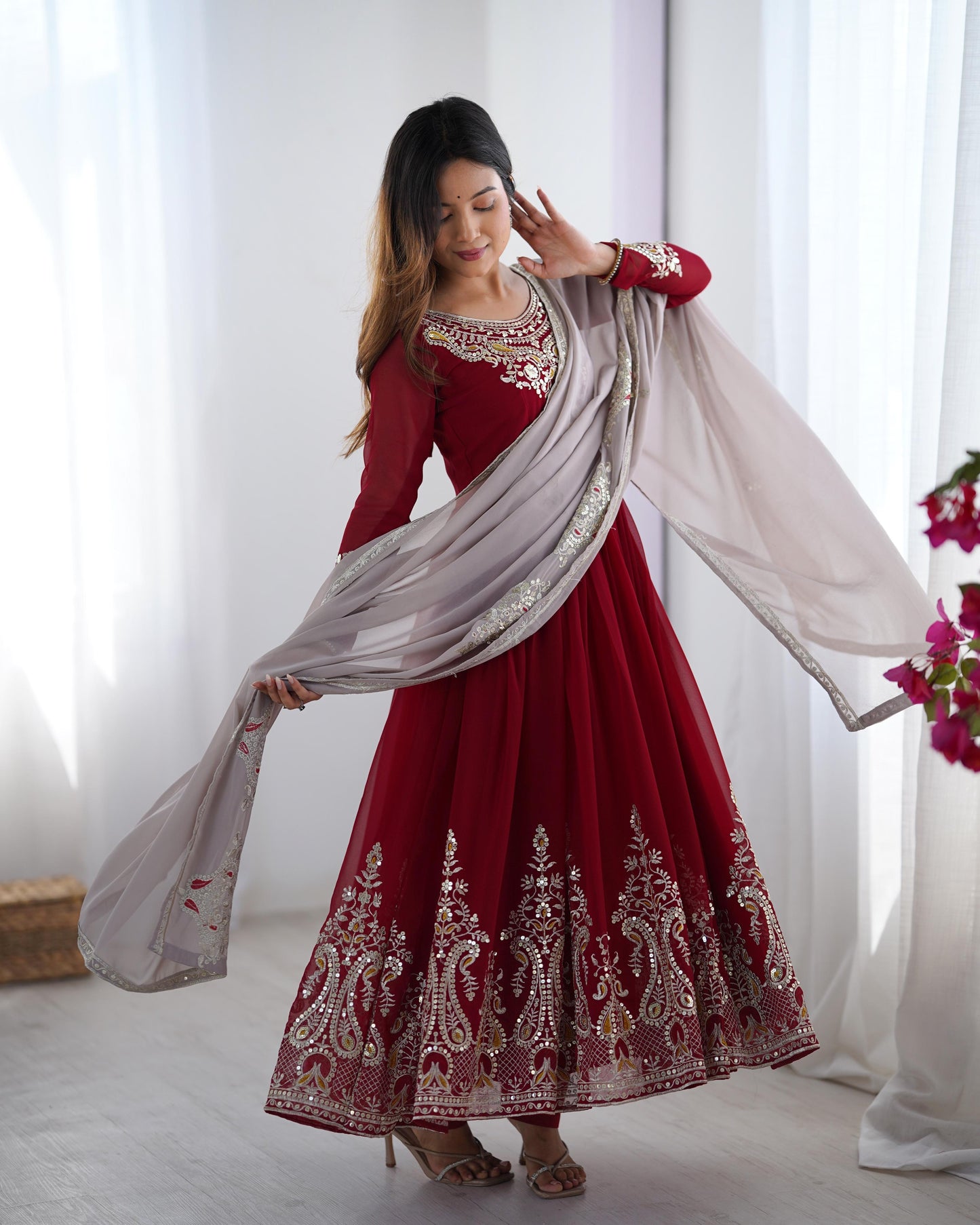 Samira Anarkali Red