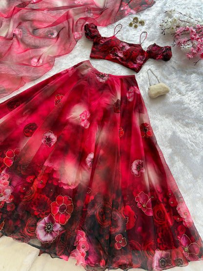 Zohal Fully Stitched Lehenga Rose