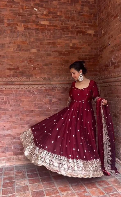 Yara Anarkali Maroon